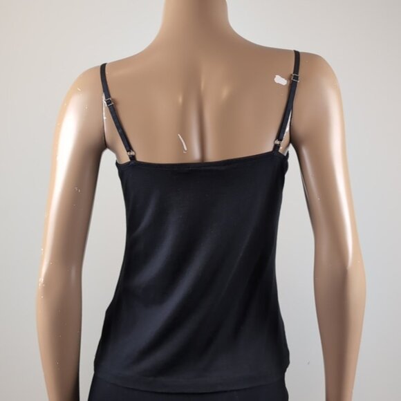 3/$20 Mexx Black Lace Trim Camisole Top Sleeveless Bustier Tank Modal Pleated - Picture 6 of 12